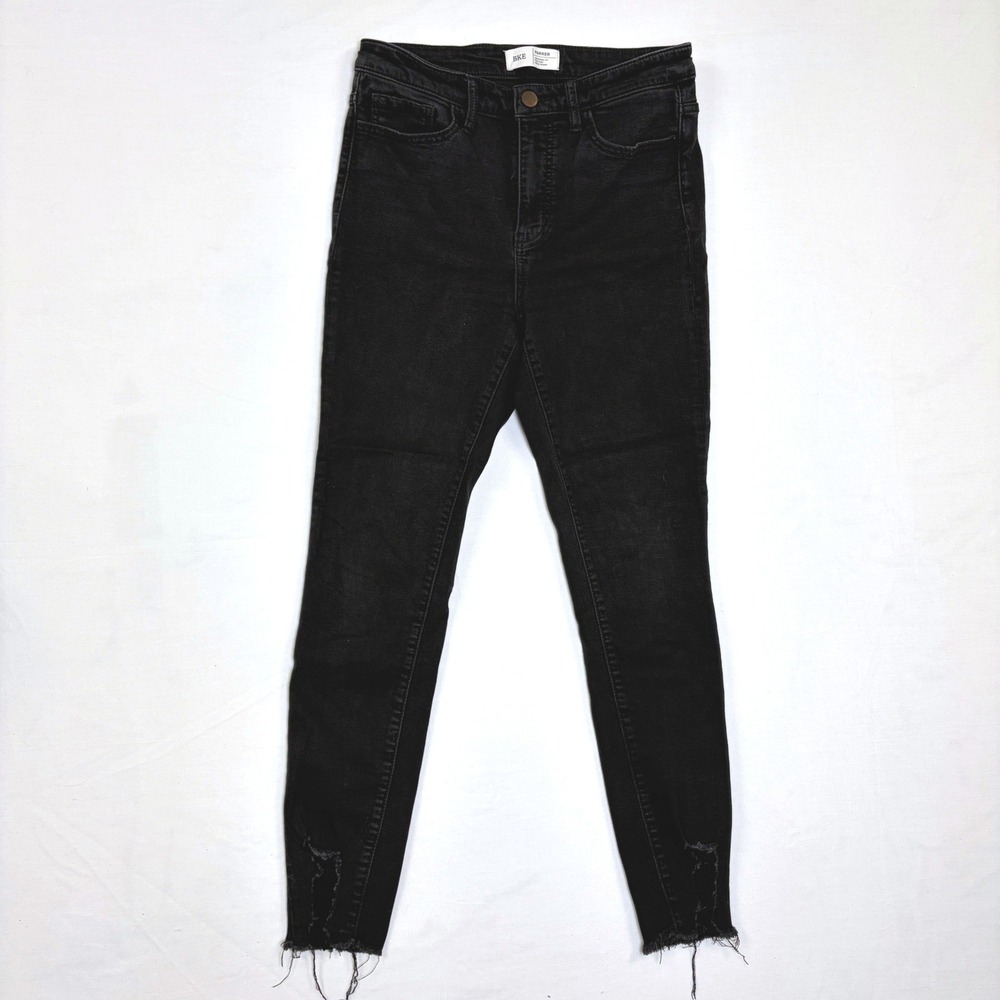 BKE Parker High Rise Ankle Skinny Jeans Black Frayed Hem 27 Grunge